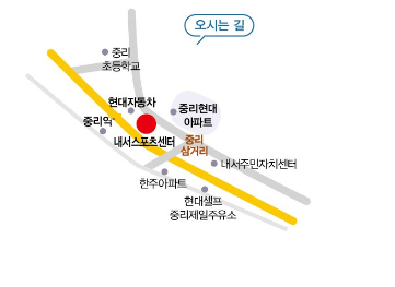 중리현대 아파트 맞은편, 현대아파트와 중리삼거리 사이에 위치하고 있습니다.